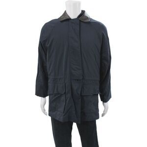 Loro Piana Mens Horsey Parka Jacket Blue Nylon Button Size L